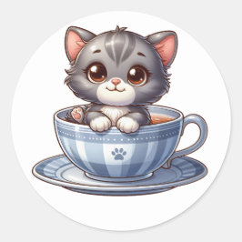 Kitten in Teebecher Sticker