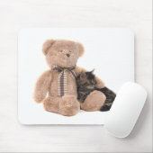 Kitten in the arms of a teddy bear mousepad (Mit Mouse)