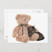 Kitten in the arms of a teddy bear postkarte (Vorne/Hinten)