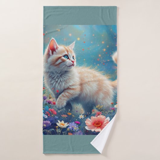 kitten in the wildflowers badhandtuch set (Badehandtuch)