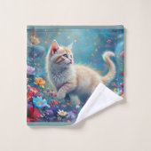 kitten in the wildflowers badhandtuch set (Waschlappen)