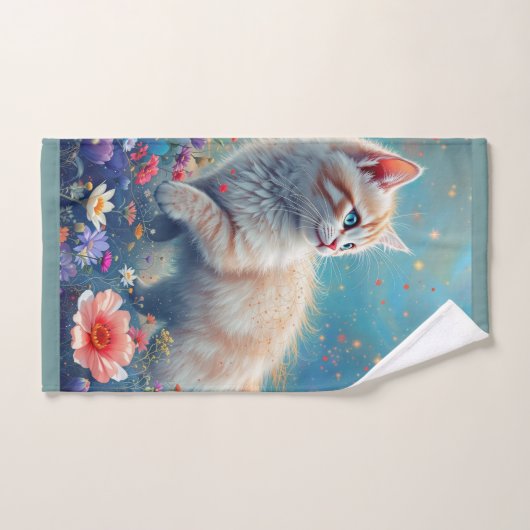 kitten in the wildflowers badhandtuch set (Handtuch)