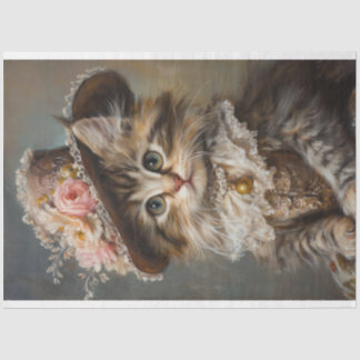 Kitten in Vintagem Kleid Seidenpapier
