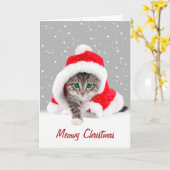 Kitten in Weihnachten Weihnachtsmannmütze und Schn Karte (Gelbe Blume)