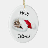 Kitten in Weihnachtsmannmütze Keramikornament (Rechts)