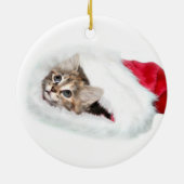 Kitten in Weihnachtsmannmütze Keramikornament (Hinten)