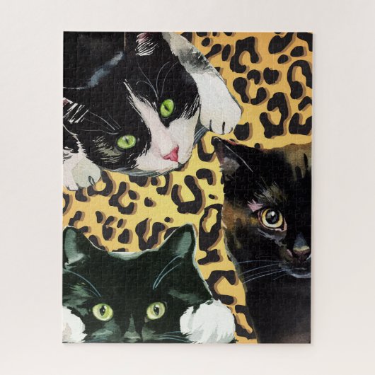 Kitten Kaboodle Katzen auf Leopard Print Puzzle (Vertikal)