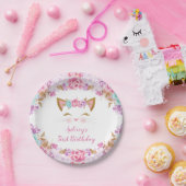 Kitten Kitten Katze Blumenrosa lila aquamarin Pappteller (Party)