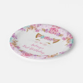 Kitten Kitten Katze Blumenrosa lila aquamarin Pappteller (Schrägansicht)