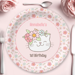 Kitten Kitty Cat Pink Girl 1. Geburtstag Napkins Pappteller