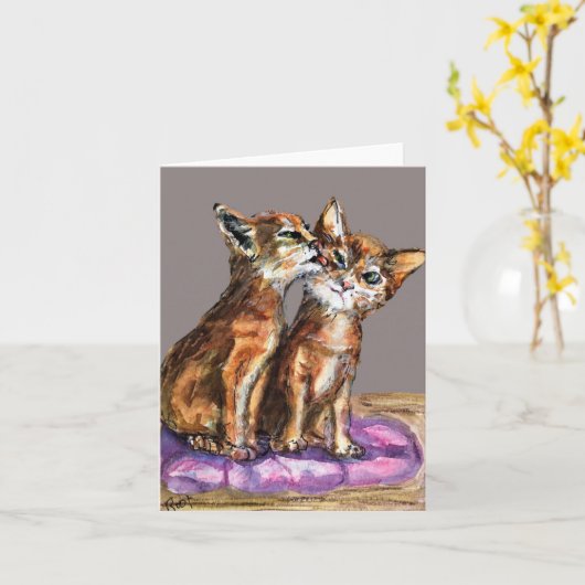 Kitten Lickin Good Karte (Gelbe Blume)