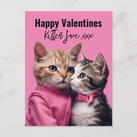 Kitten Liebe Valentine Katzenliebhaber Haustier Ha Postkarte (Vorderseite)