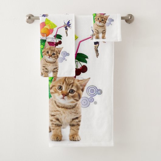 Kitten Lila Küche Badezimmer Handtuch Set (Insitu)