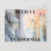 Kitten & Lion Mirror Glauben an sich selbst Postkarte (Vorderseite)
