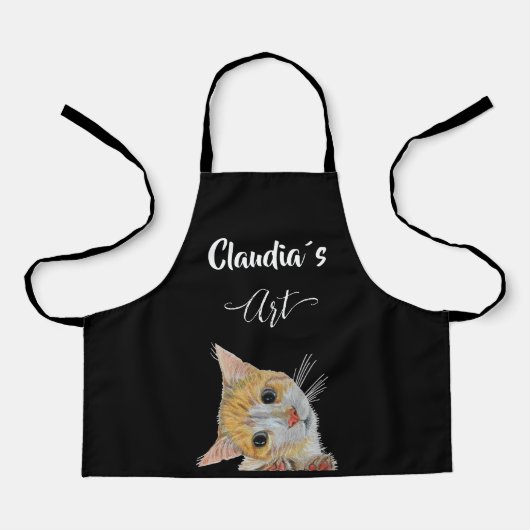 Kitten looking art and name All-Over Print Apron Schürze (Vorderseite)