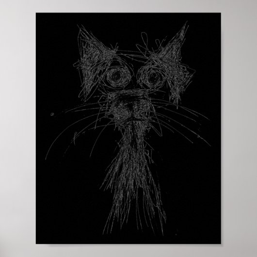 Kitten Lover Abstract Scribble Art Cute Cat Cat  Poster (Vorne)