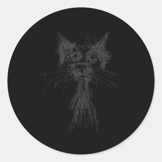 Kitten Lover Abstract Scribble Art Cute Cat Cat Runder Aufkleber (Vorderseite)