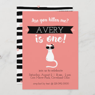 Kitten Me Erster Geburtstag Einladung