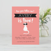 Kitten Me Second Birthday Einladung (Stehend Vorderseite)