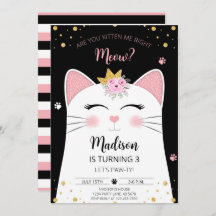 Kitten Meow Birthday Black