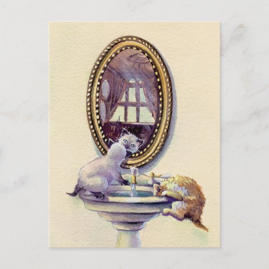 KITTEN MIRROR VON SHARON SHARPE POSTKARTE (Vorderseite)