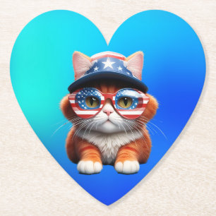 Kitten mit amerikanischer Brille Hat-37654 Untersetzer