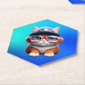 Kitten mit amerikanischer Brille Hat-37654 Untersetzer (angewinkelt)