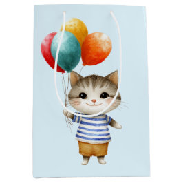 Kitten mit Birthday Balloons | Niedliches Party Ce Mittlere Geschenktüte