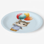 Kitten mit Birthday Balloons | Niedliches Party Ce Pappteller (Schrägansicht)