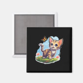 Kitten mit blauen Augen und Schmetterling perfekt Magnet (Vorderseite/Rückseite)
