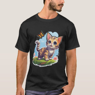 Kitten mit blauen Augen und Schmetterling perfekt T-Shirt