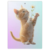 Kitten mit Blume Klemmbrett (Rückseite)