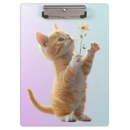 Kitten mit Blume Klemmbrett
