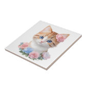 Kitten mit Blume Whimsical Feline Fliese (Seite)