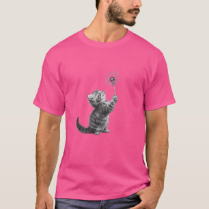 Kitten mit Dandelion Niedliche Katze und Blume Kun T-Shirt