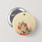 Kitten mit einem roten Band Button (Vorne & Hinten)