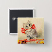 Kitten mit einem roten Band Button (Vorne & Hinten)