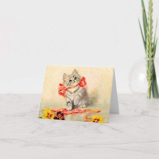 Kitten mit einem roten Band Einladung (Vorderseite)