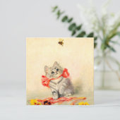 Kitten mit einem roten Band Einladung (Stehend Vorderseite)