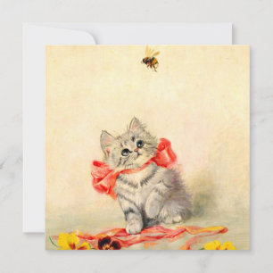 Kitten mit einem roten Band Einladung