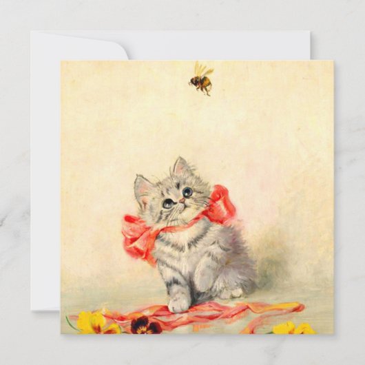 Kitten mit einem roten Band Einladung (Vorderseite)