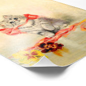Kitten mit einem roten Band Fotodruck (Ecke)