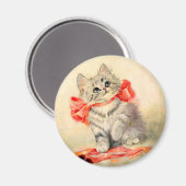 Kitten mit einem roten Band Magnet (Vorderseite/Rückseite)