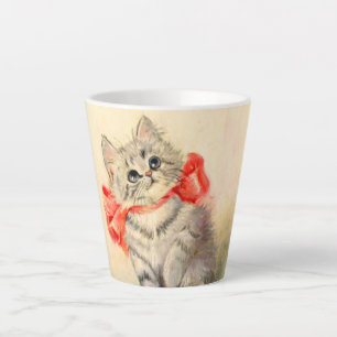 Kitten mit einem roten Band Milchtasse