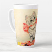 Kitten mit einem roten Band Milchtasse (Linke Ecke)