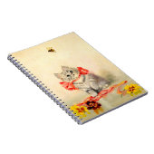 Kitten mit einem roten Band Notizblock (Rechte Seite)