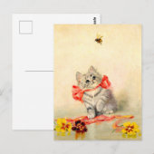 Kitten mit einem roten Band Postkarte (Vorne/Hinten)