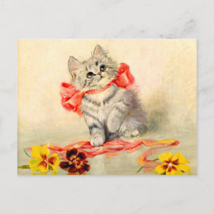 Kitten mit einem roten Band Postkarte