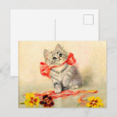 Kitten mit einem roten Band Postkarte (Vorne/Hinten)