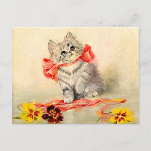 Kitten mit einem roten Band Postkarte (Vorderseite)